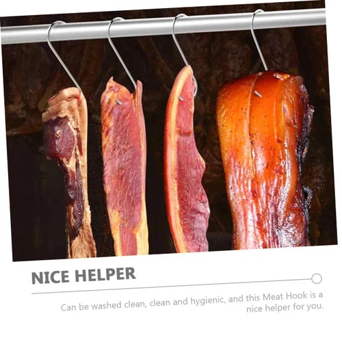 Vista 7 de Healeved 20 ganchos de carne para ahumar y secar, ganchos pequeños para tocino, pollo, salchicha de carne y jamón para procesamiento de carne