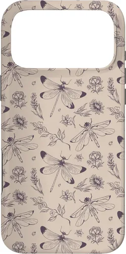 Vista 22 de Vintage Dragonfly Tan Sand Beige Wildflower Floral Flower Case for iPhone 16