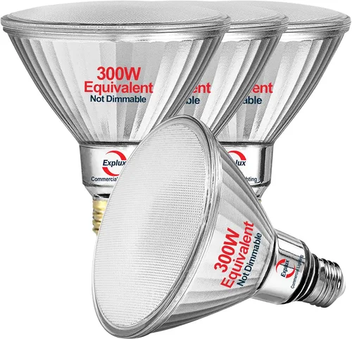 Vista 12 de Explux - Bombilla LED PAR38 equivalente a 300 W, ultra brillante, 4100 lúmenes, vidrio completo impermeable y antienvejecimiento, no regulable, foco