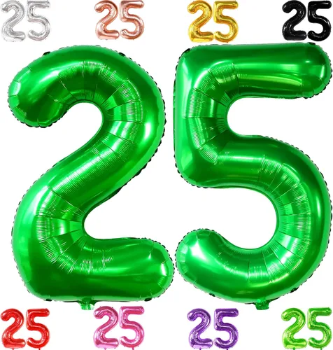 Vista 14 de KatchOn, Globo negro del número 25 de 40 pulgadas, globo de aluminio de Mylar del número 25 para decoraciones de feliz cumpleaños, globos del número