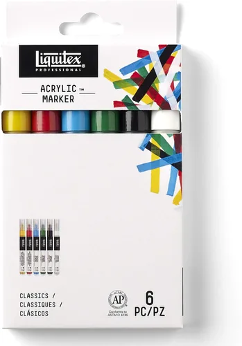 Vista 12 de Liquitex, set de 6 marcadores anchos para pintura profesional. Fine Art Pigments, Precise Control, Highly Lightfast, Satin Finish, Range of