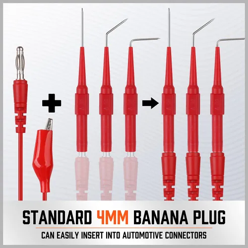 Vista 5 de HORUSDY Kit de 22 pines de sonda trasera, sondas de prueba eléctricas con cables de silicona de 5 colores para multímetro, diagnóstico de circuitos