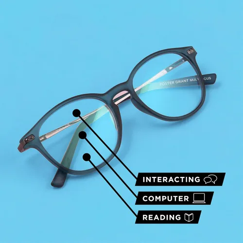 Vista 3 de Foster Grant womens Charlsie Multifocus Reading Glasses Cat-Eye Reading Glasses Azul marino satinado/transparente