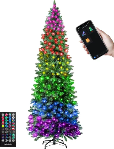 Vista 7 de Avatar Controls Árbol de Navidad con lápiz inteligente preiluminado de 7.5 Árbol de Navidad artificial delgado para espacios pequeños