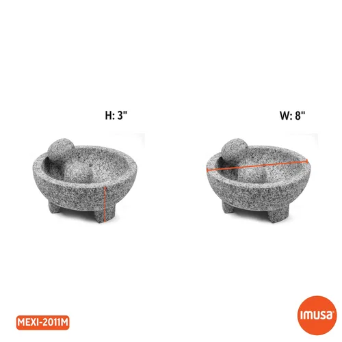 Vista 8 de IMUSA USA Molcajete Triturador de Especias de Granito Tradicional Súper Pesado, 8 Pulgadas, Gris