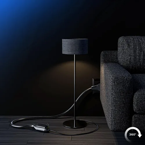 Vista 9 de Maximm Cable de extensión de enchufe plano giratorio de 360°, cable de extensión de 3 clavijas, cable de alimentación de 16 Awg, color negro