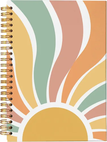 Vista 10 de VNWEK Cuaderno abstracto bohemio en espiral de 5.5 x 8.3 pulgadas, diseño bohemio de mediados de siglo, con tapa dura, para notas de trabajo