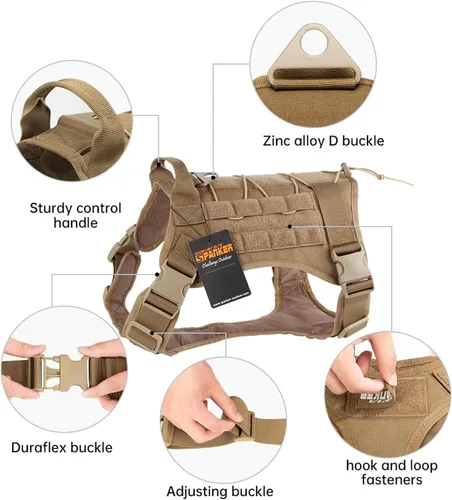 Vista 3 de Chaleco para perro de servicio táctico, excelente Elite Spanker. Chaleco para entrenar, cazar, con sistema Molle, de nylon, resistente al agua.