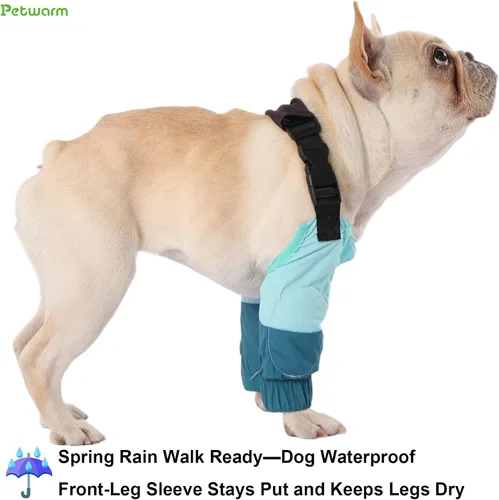 Vista 3 de PetWarm Fundas para patas de perro, impermeable, protector de codo y rodilla de recuperación, par antilamidas para perros pequeños, protección Azul