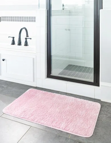 Vista 4 de Unique Loom Bano Everyday Bath Mat Collection - Alfombra de área para todos los días (rectangular 1 pies 8 pulgadas x 2 pies 7 pulgadas, rosa bebé)