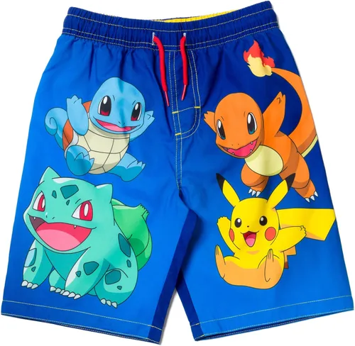 Vista 3 de Pokemon Bulbasaur Charmander Squirtle Pikachu - Conjunto de traje de baño para niños pequeños a grandes, Azul