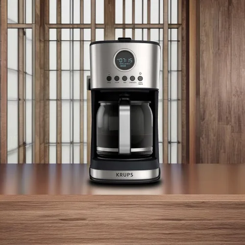 Vista 5 de Krups Essential Brew - Cafetera de goteo de acero inoxidable, 12 tazas de 99 vatios, control digital, filtro de café, sin goteo, apto