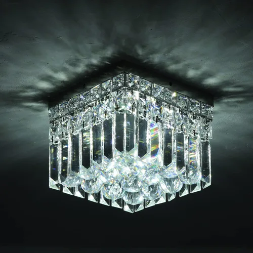 Vista 11 de Mini candelabro redondo moderno de cristal empotrado de 7.8 pulgadas, lámpara de techo de 4 luces G9 para armario, vestíbulo, pasillo, dormitorio