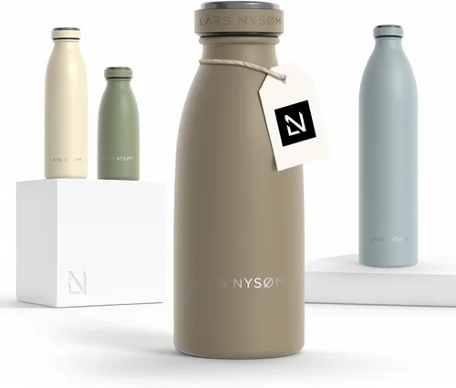 Vista 86 de LARS NYSØM Botella de agua aislada de acero inoxidable de 12 onzas, 17 onzas, 25 onzas, 34 onzas, 51 onzas, frasco térmico aislado para bebidas