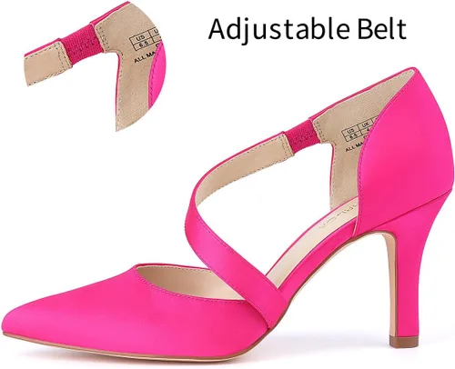 Vista 3 de JENN ARDOR D'Orsay - Zapatos de tacón medio para mujer, tacones de aguja cerrados, punta cerrada, zapatos de fiesta para boda y novia