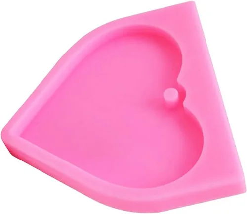 Vista 4 de Molde de silicona con forma de corazón grande, dijes de llavero de corazón de amor, moldes de resina epoxi, moldes de fundición con agujero