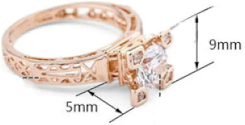 Vista 8 de Anillo chapado en oro de la torre Eiffel estilo solitario con AAA redondo de circonita cúbica cristal anillo de compromiso de boda joyería de moda
