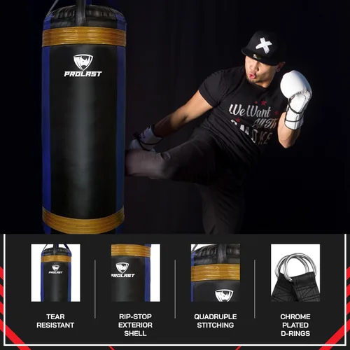 Vista 3 de Saco de boxeo pesado extra grande de lujo para adultos, boxeo, artes marciales, Muay Thai, equipo de entrenamiento de fuerza, lleno, 4 pies, 135