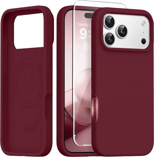 Vista 251 de GONEZ Funda magnética para iPhone 14, compatible con Magsafe, con protector de pantalla + protector de cámara, forro de microfibra antiarañazos