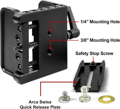 Vista 3 de Gun Rifle Saddle Clamp Mount with Arca Swiss Rail Tripod Rest for Hunting Shooting Stick, Quick Release Accuracy Ball Head & Adapter, Hand-Free