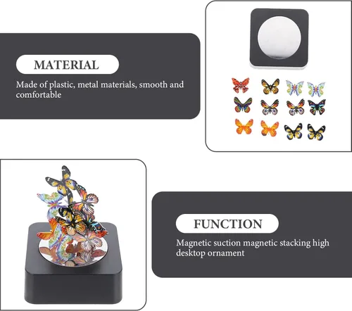 Vista 2 de LIFKOME Escultura de mariposas de escritorio, escultura magnética de escritorio, mariposas divertidas, juguete para el desarrollo de la inteligencia