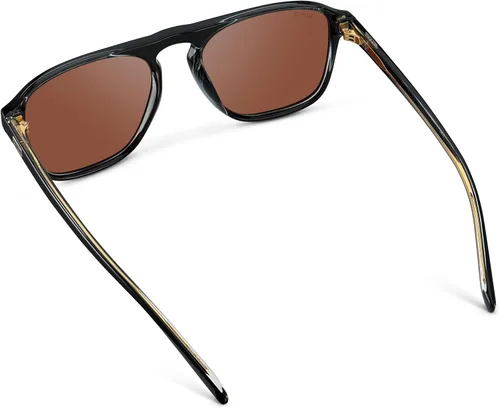 Vista 8 de wearme Pro - Lentes de sol polarizados, estilo aviador moderno, con un puente, cuadrados, para hombre Lente tintada negra/roja