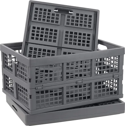 Vista 8 de 3 paquetes de cajas plegables de plástico, contenedor plegable, cajas plegables de 15 L