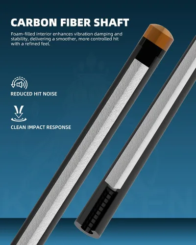 Vista 3 de KONLLEN Carbon Fiber Pool Cue Hand-Inlaid Design Low Deflection 58 Inch Azul-0.5 in