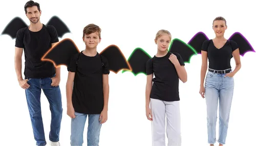 Vista 3 de HSCTEK Alas de murciélago iluminadas (cable EL actualizado) para adultos y niños