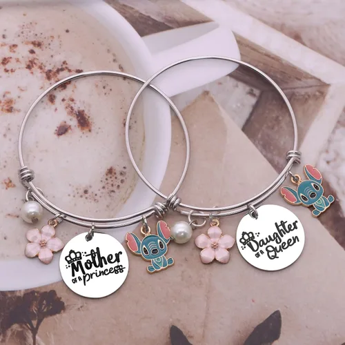 Vista 3 de KTENME Regalo para el Día de la Madre para mujeres y niñas, 2 pulseras de joyería para madre, madre, madrastra regalo de cumpleaños de hija