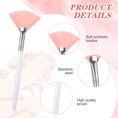 Vista 3 de 48 cepillos de abanico para aplicadores faciales, multiusos, para maquillaje, máscara facial, aplicador de cepillo suave para mujeres y niñas
