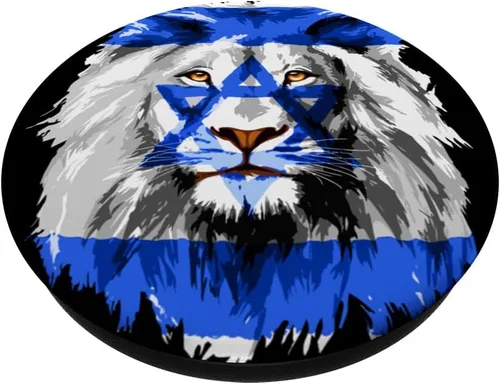 Vista 2 de Bandera de Israel león judío Israel Flag PopSockets PopGrip estándar