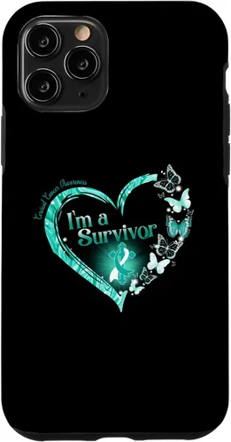 Vista 29 de Teal Ribbon Butterfly Cervical Cancer I'm A Survivor Case for iPhone 17