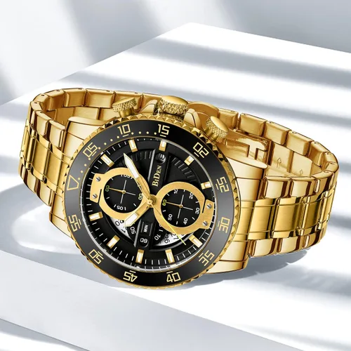 Vista 4 de Relojes para hombre cronógrafo 3ATM impermeable con fecha analógica de cuarzo relojes de pulsera para hombre