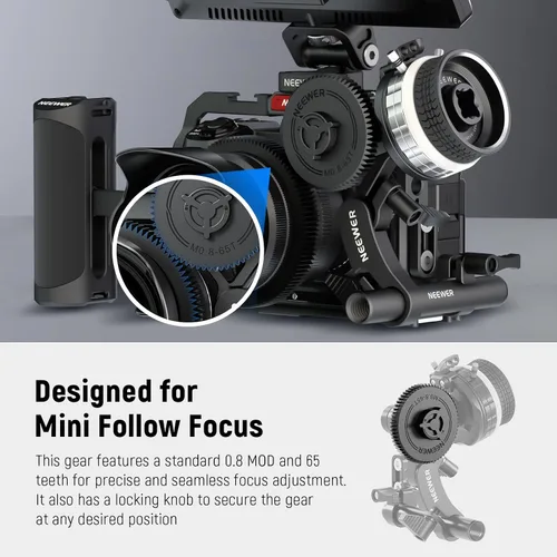 Vista 2 de NEEWER Engranaje M0.8-65T para seguimiento de enfoque, estándar 0.8 MOD y 65 dientes compatible con SmallRig Follow Focus y NEEWER Mini Follow