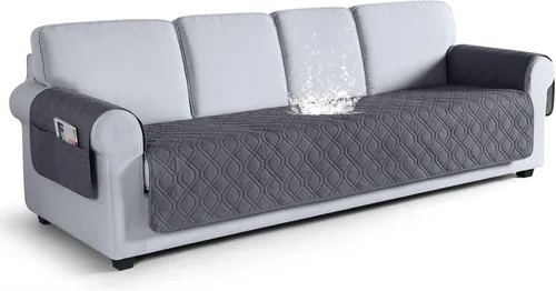 Vista 47 de VANSOFY Funda para Sofá, Fundas de Sofá Impermeables Lavables Forro Protector de Muebles Fundas de Asiento de Sofá Antideslizantes para Perros, Negro