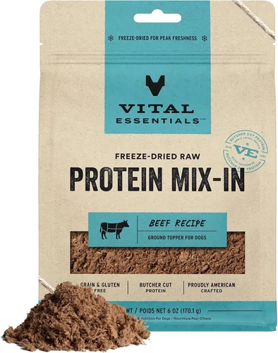 Vista 7 de Vital Essentials Mezcla de Proteína Cruda Liofilizada para Complementar Comida de Perro, Complemento de Pollo Molido para Perros, 6 oz