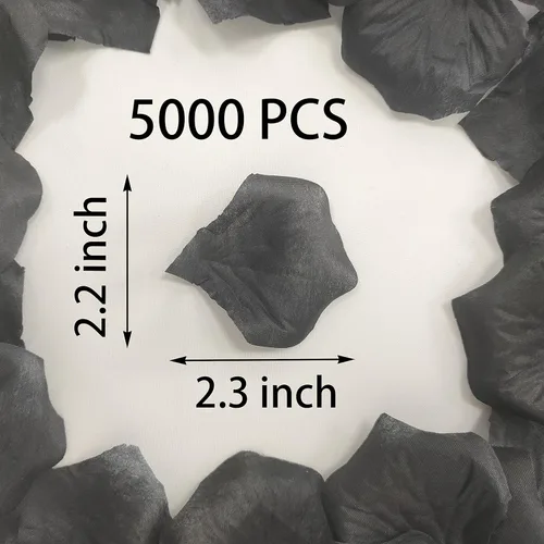 Vista 2 de ATFL Pétalos de rosa negros de 0.9 libras, 5000 pétalos de flores falsas negras para bodas, pétalos de flores para noche romántica para él, pétalos