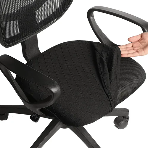 Vista 12 de Melaluxe - Funda elástica de jacquard para silla de oficina, funda extraíble y lavable para silla de escritorio, cubierta giratoria para asiento