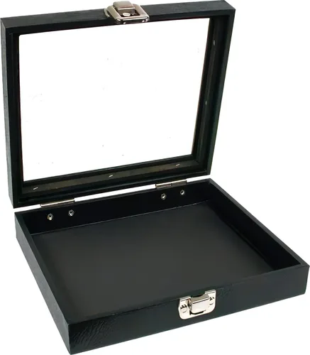 Vista 5 de Caja de almacenamiento de joyas, con vidrio en la parte superior. Caja con 36ranuras para anillos