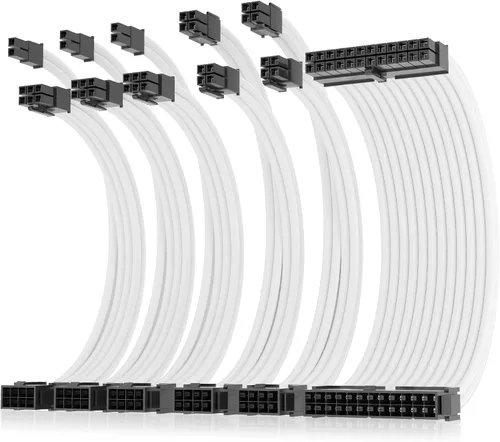 Vista 16 de Asiahorse Cable con funda de fuente de alimentación para cable de extensión de fuente de alimentación, kit de cable de extensión 1x24-PIN/2x8-PORT