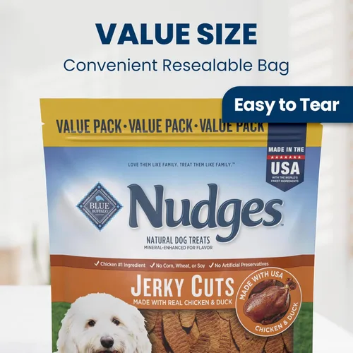 Vista 4 de Blue Buffalo Nudges Jerky Cuts - Golosinas para perros de pollo y pato