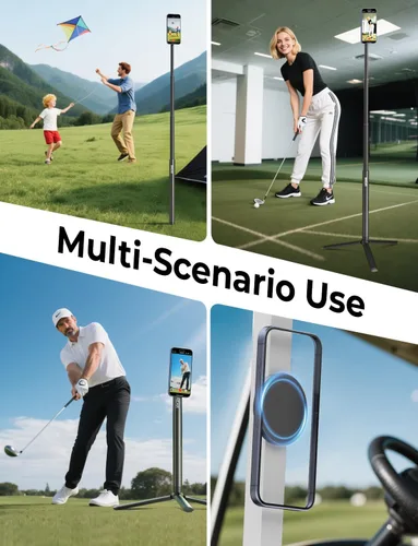 Vista 7 de Monopod y trípode para selfie stick para grabar swing de golf, soporte para teléfono con ayuda magnética para entrenamiento de golf, compatible
