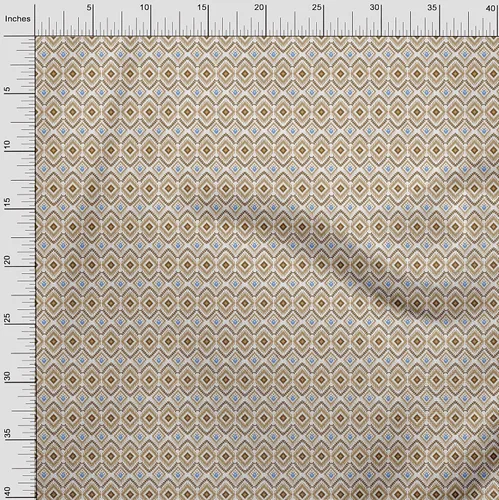 Vista 4 de oneOone Cotton Flex Beige Fabric Ikat Sewing Material Print Fabric By The Yard 40 Inch Wide