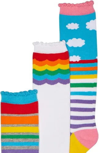 Vista 2 de Jefferies Socks Paquete de 3 pares de calcetines altos de arcoíris coloridos para niñas Arco iris