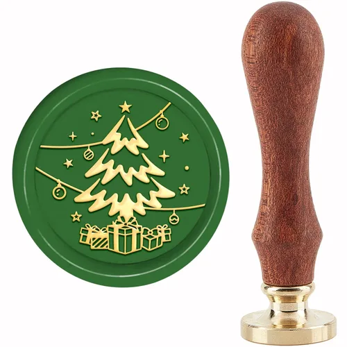Vista 8 de CRASPIRE Sello de cera de Navidad X'Mas EVE para árbol de Navidad de 1.181 in/1.18 pulgadas, sello de sellado de cabeza de latón extraíble con mango