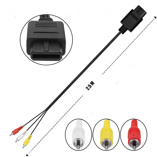 Vista 3 de Cable AV N64, cable de audio y video AV para Nintendo 64 N64, Gamecube GC, Super Nintendo SNES, 2.5M/8.2FT