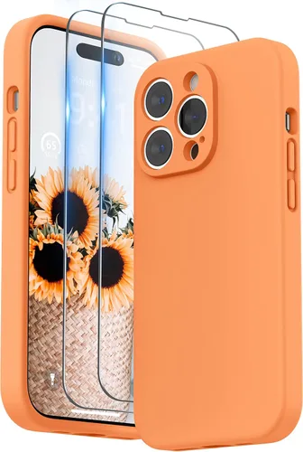 Vista 12 de SURPHY Funda diseñada para iPhone 14 Pro con protector de pantalla, (protección de cámara y forro de microfibra suave), funda de silicona líquida
