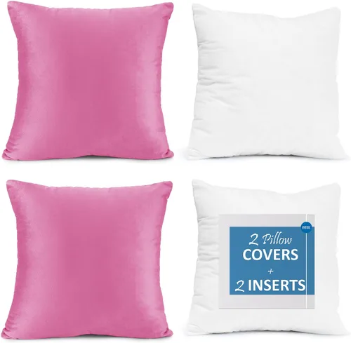 Vista 56 de Nestl Juego de 2 rellenos de almohada con terciopelo suave y sólido, juego de fundas de almohada cuadradas decorativas para sofá, automóvil Azul
