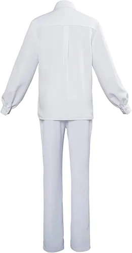 Vista 3 de Anime Norman Ray Prometido Neverland Cosplay Disfraz Halloween camisa blanca pantalones trajes para hombres y niños